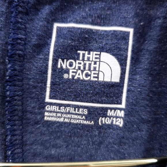 The North Face Shirt Girls Medium 10- 12 Extra Large Crop Top Blue Logo Spellout - Picture 3 of 4